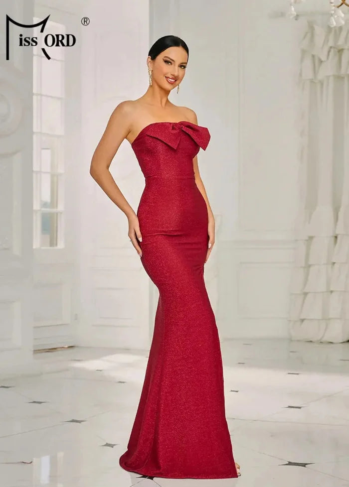 Long red strapless dress Dress Tailor