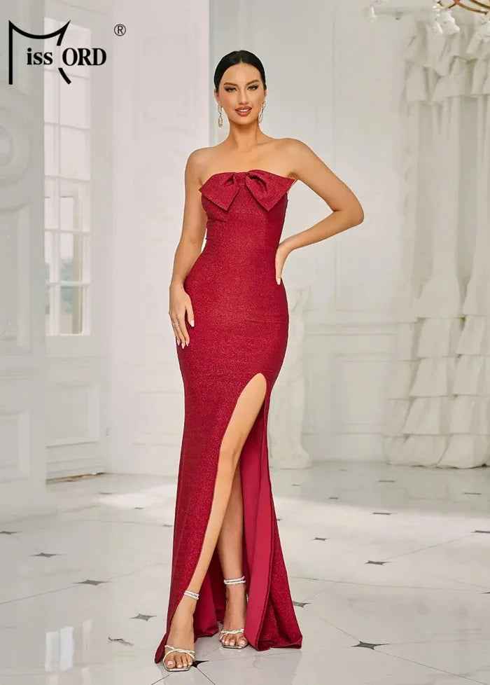 Long red strapless dress Dress Tailor