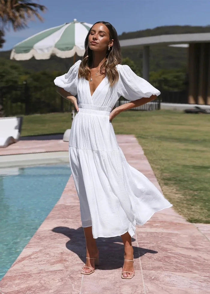 Long rustic white dress Dress Tailor