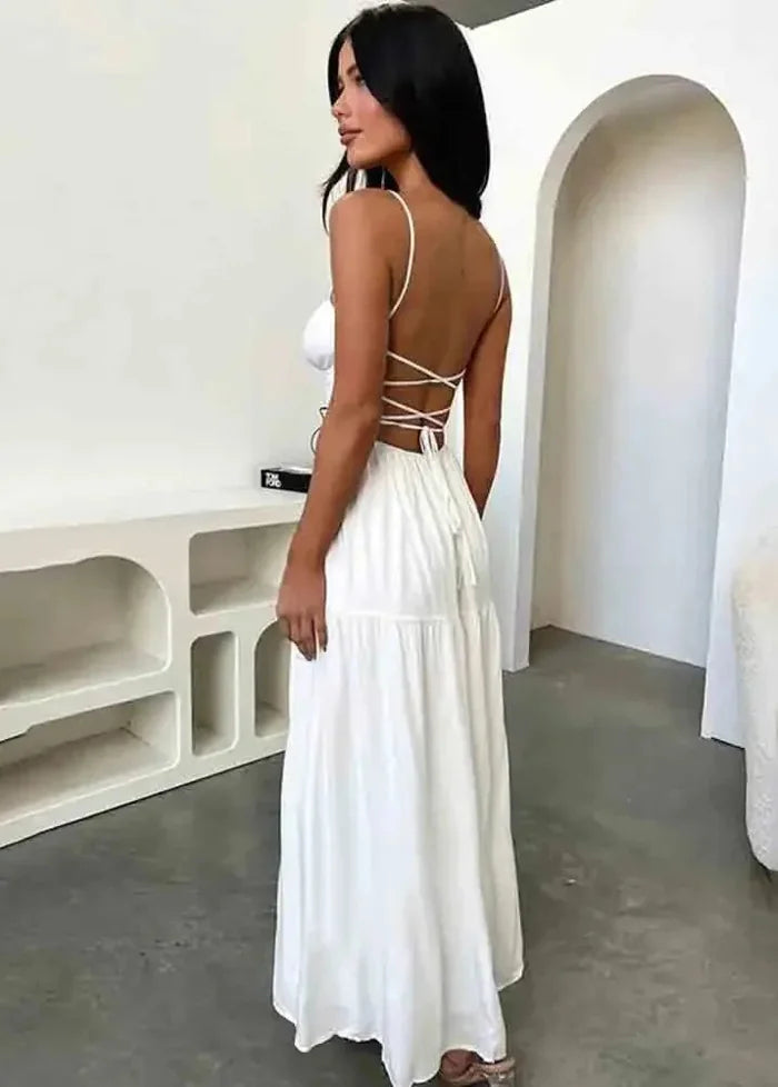 Long white bohemian dress Dress Tailor