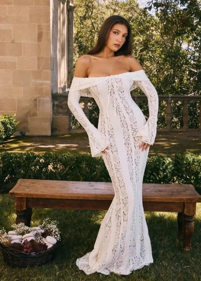 Long white lace dress Dress Tailor