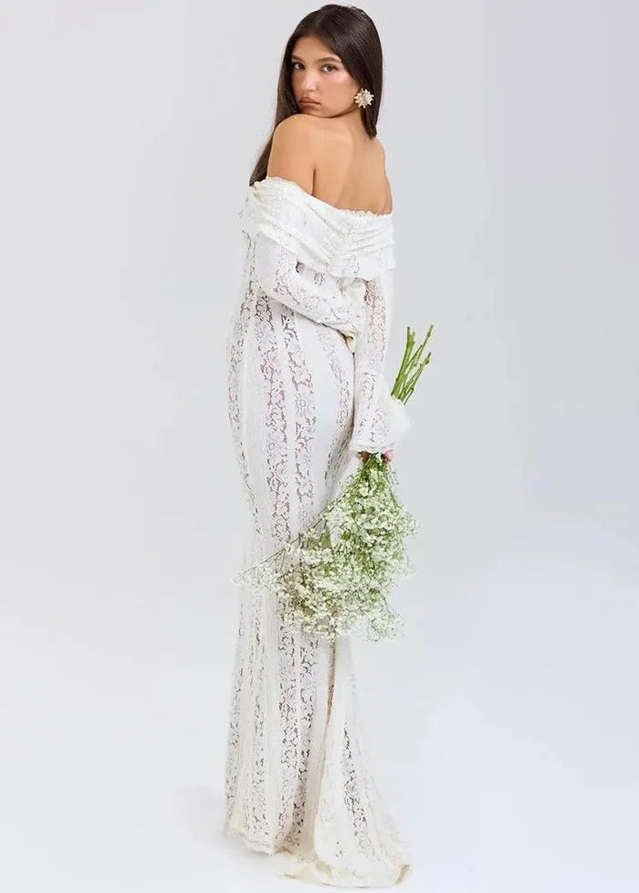 Long white lace dress Dress Tailor