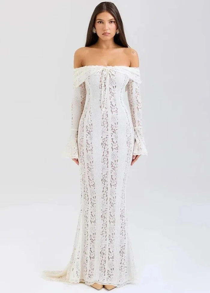 Long white lace dress Dress Tailor