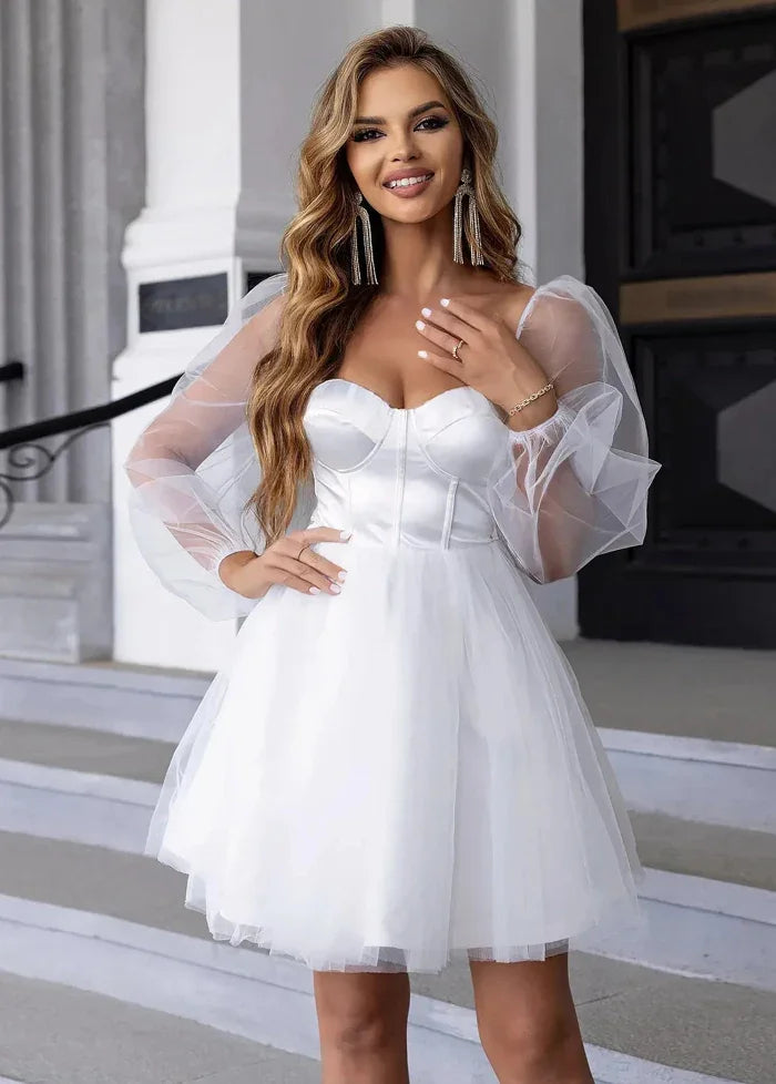 Mesh mini dress Blanc / XS Dress Tailor