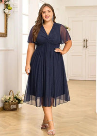 Navy blue elegant plus size dress Dress Tailor