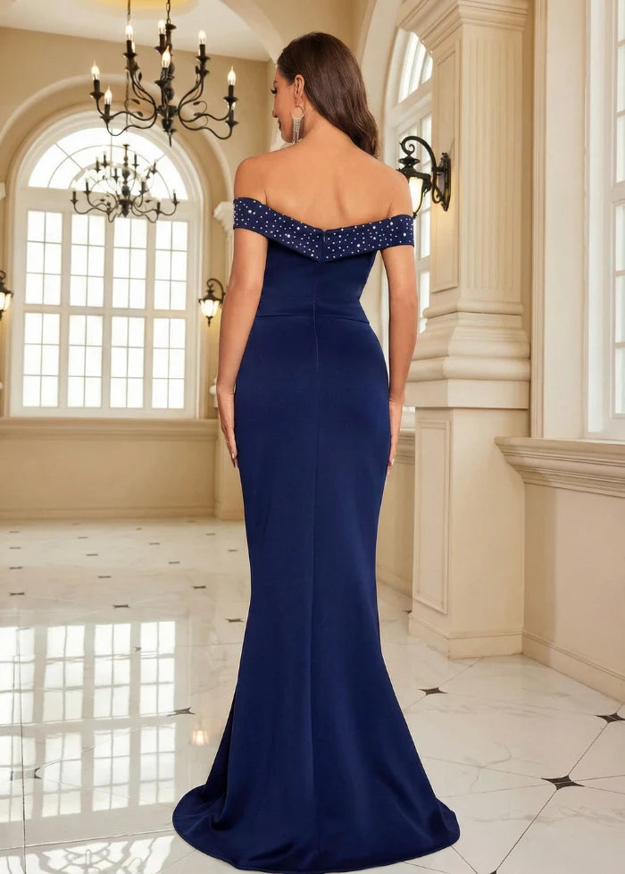 Navy blue long fishtail gown Dress Tailor