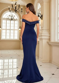 Navy blue long fishtail gown Dress Tailor
