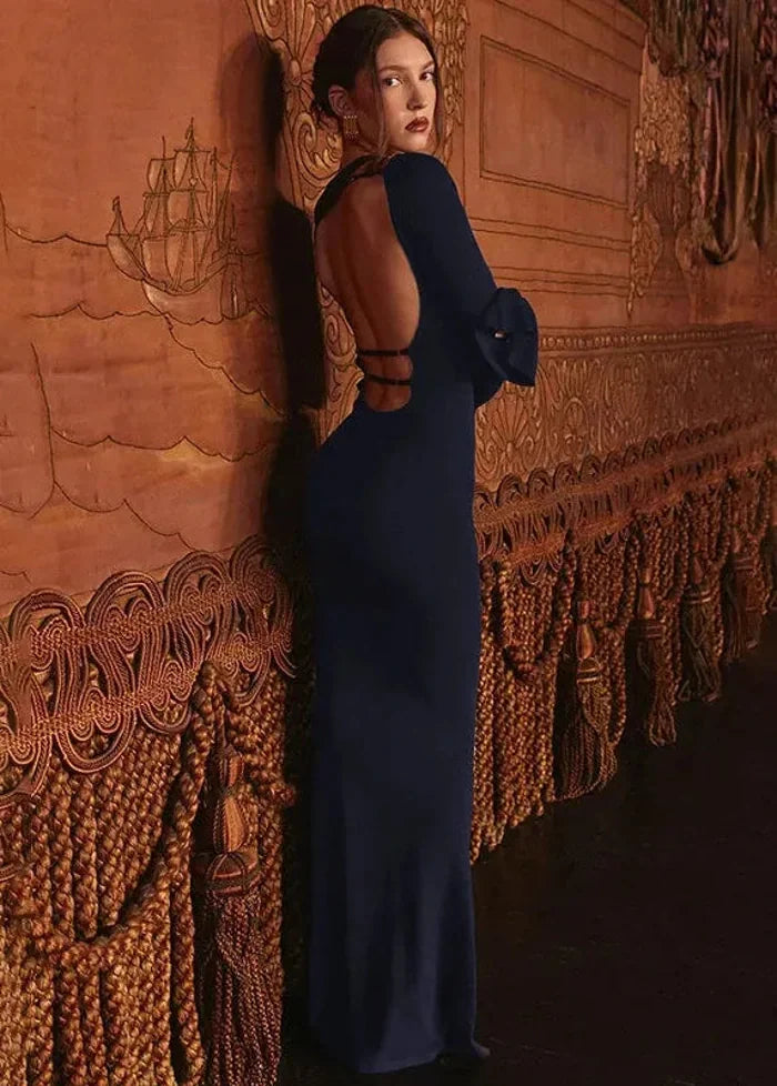 Navy blue long sleeve dress Dress Tailor