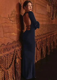 Navy blue long sleeve dress Dress Tailor