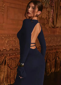 Navy blue long sleeve dress Dress Tailor