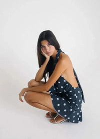 Navy blue polka dot dress Dress Tailor