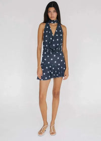 Navy blue polka dot dress Dress Tailor