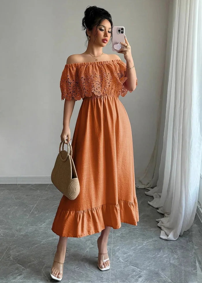 Orange bohemian dress S Dress Tailor