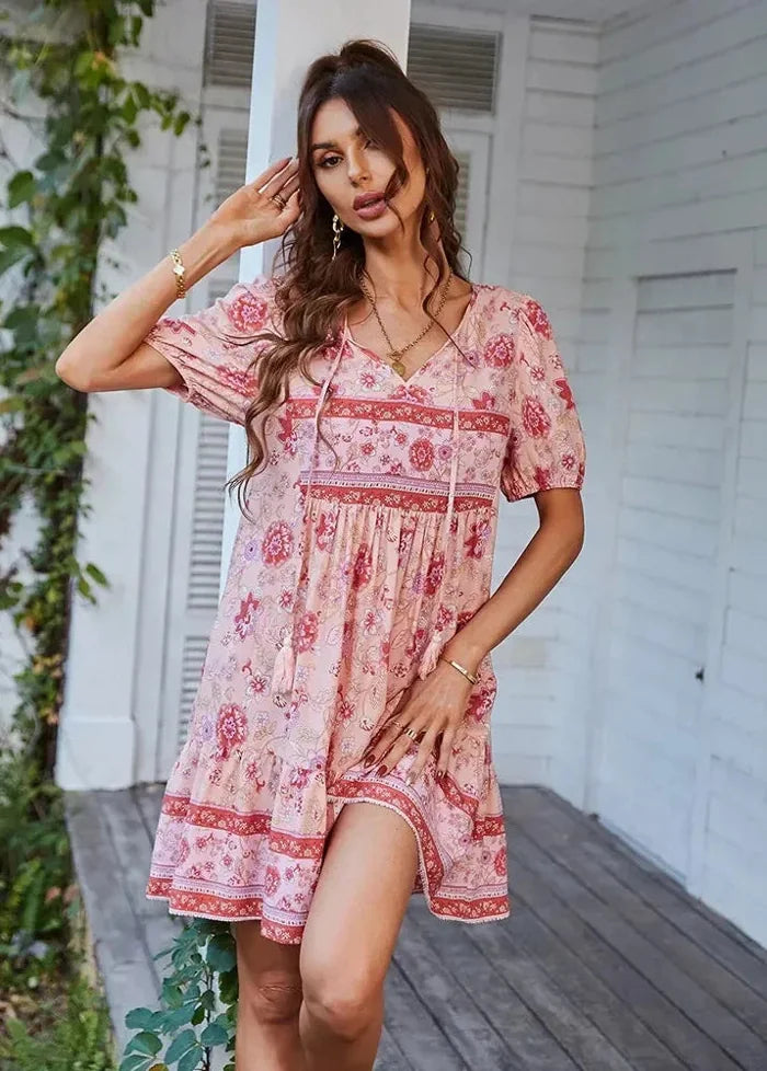 Pink boho chic dress Dress Tailor