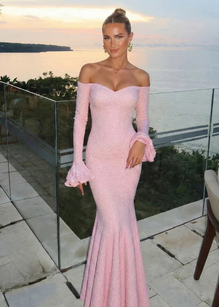 Pink lace fishtail gown Dress Tailor