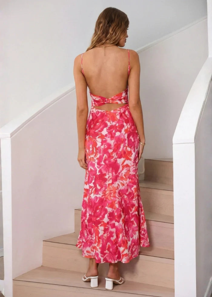 Pink maxi dress with pattern Dress Tailor