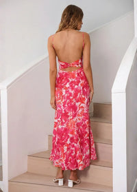 Pink maxi dress with pattern Dress Tailor