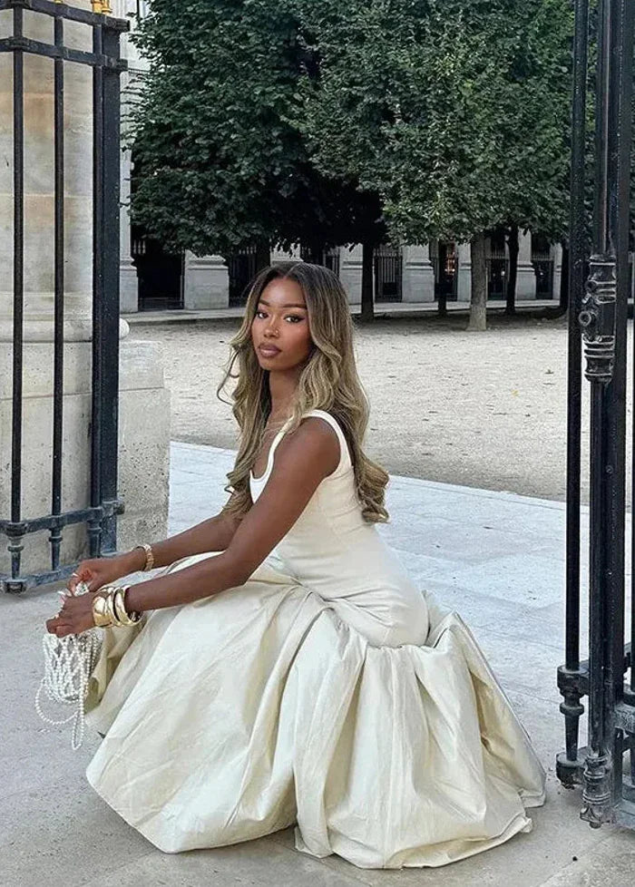 Pleated white dress Dress Tailor