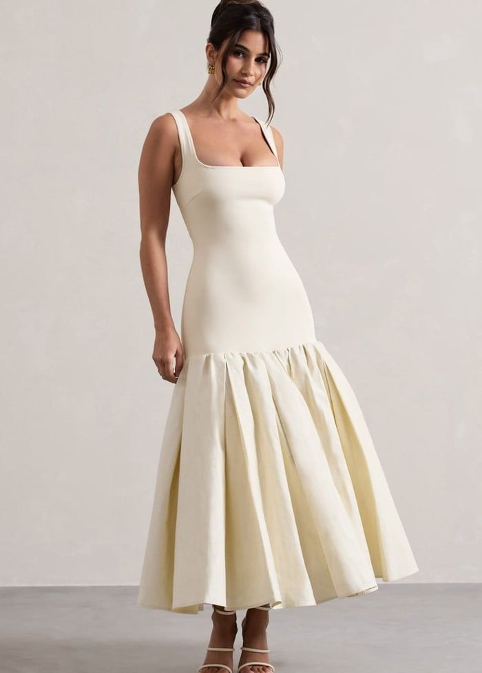 Pleated white dress Dress Tailor