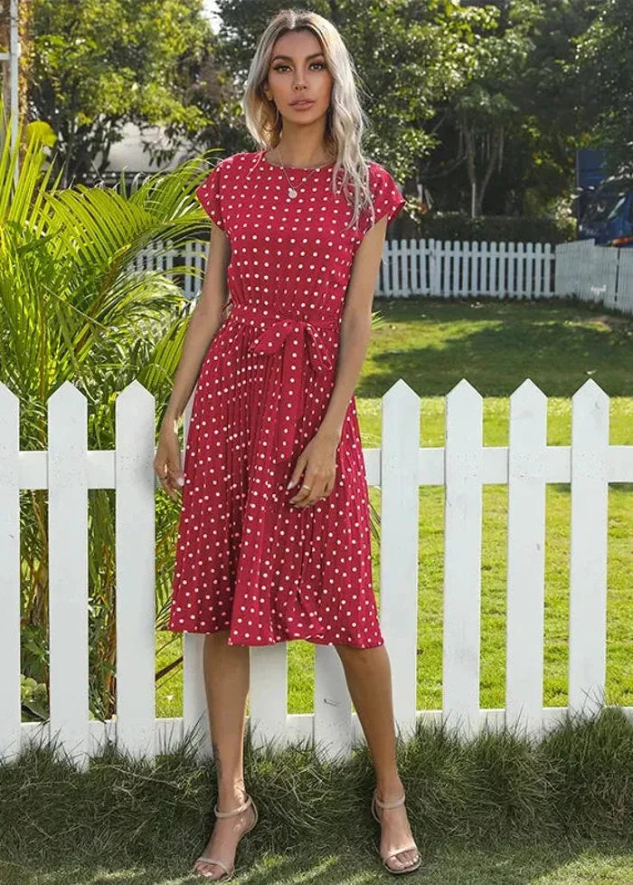 Polka dot midi dress Rouge / S Dress Tailor