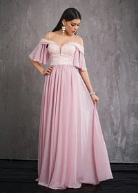 Powder pink chiffon ball gown dress Dress Tailor