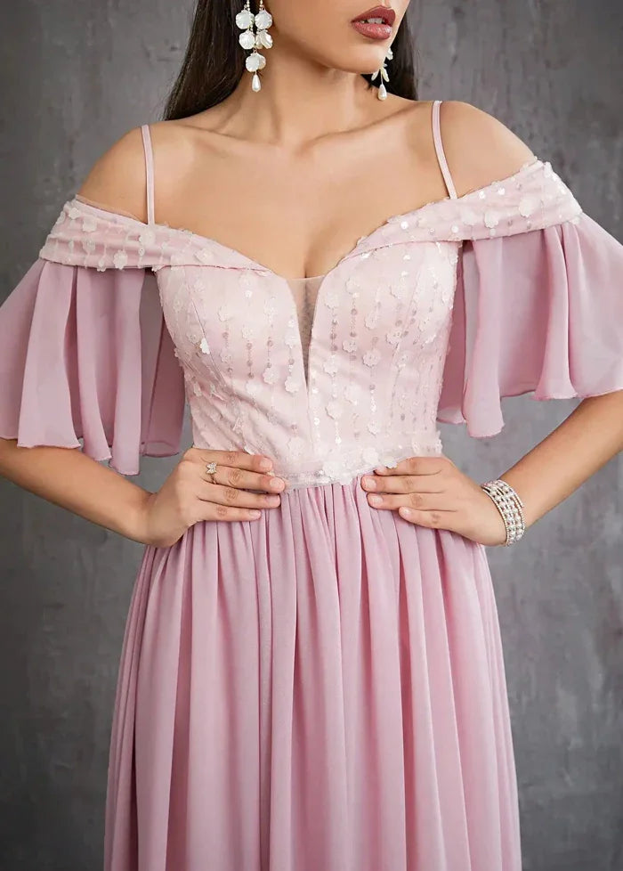 Powder pink chiffon ball gown dress Dress Tailor