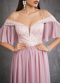 Powder pink chiffon ball gown dress Dress Tailor