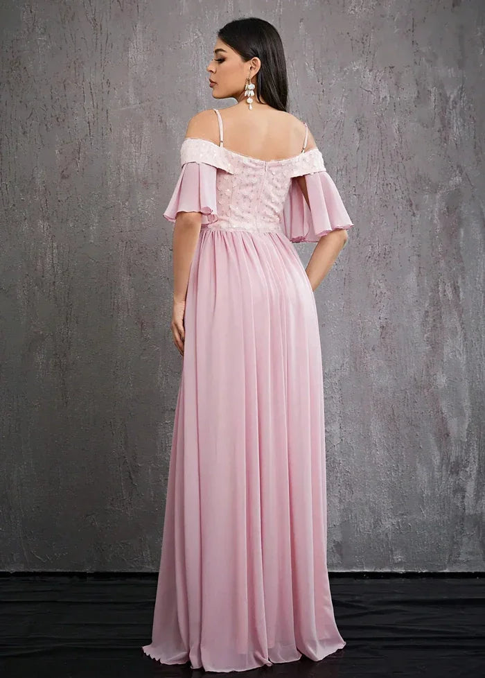 Powder pink chiffon ball gown dress Dress Tailor