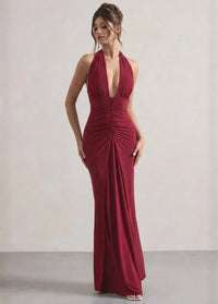 Red maxi dress with a scoop neck Dress Tailor