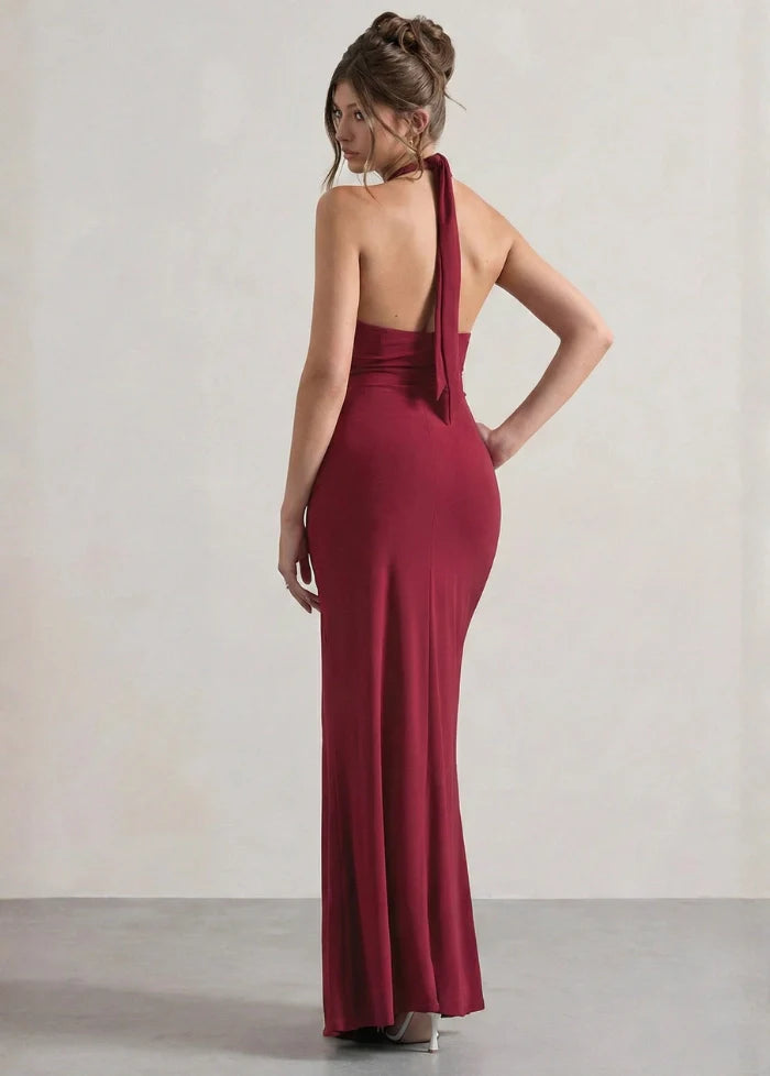 Red maxi dress with a scoop neck Dress Tailor