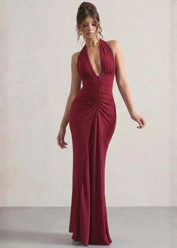 Red maxi dress with a scoop neck Dress Tailor