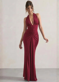 Red maxi dress with a scoop neck Dress Tailor