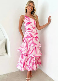 Ruffled pink party dress Dress Tailor