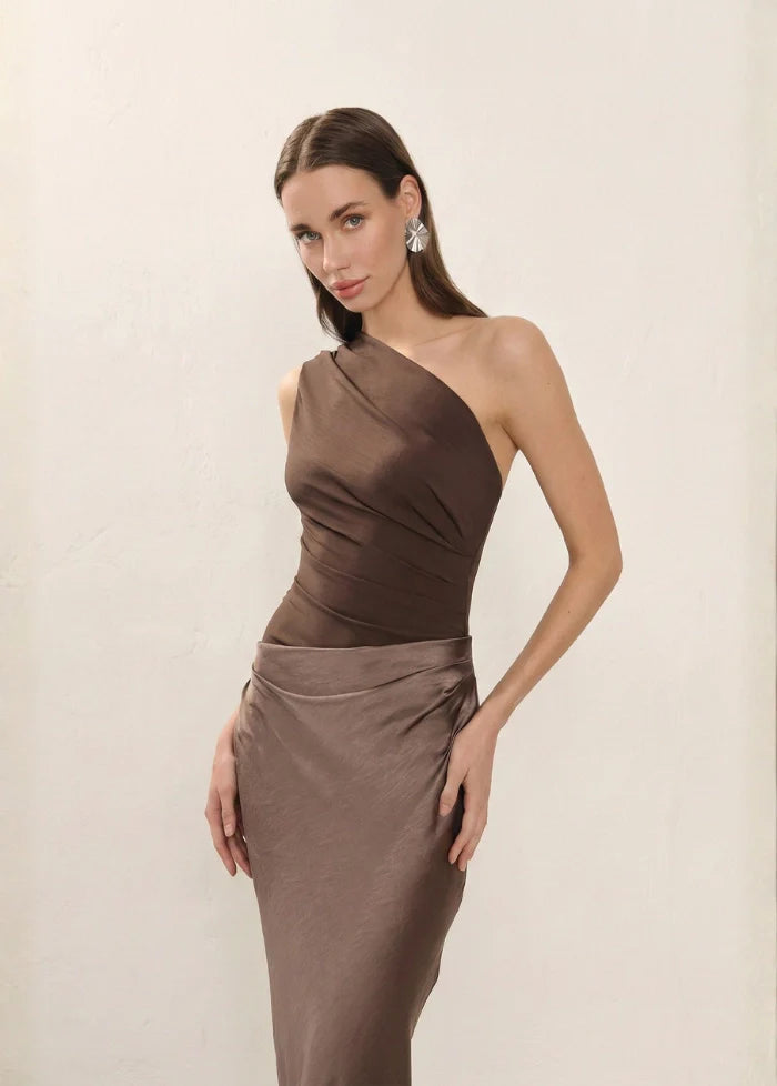 Shiny brown formal gown Dress Tailor
