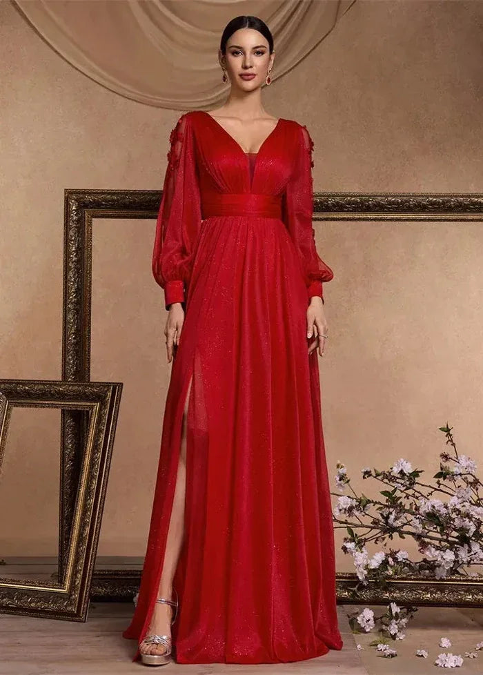 Shiny red ball dress S Dress Tailor