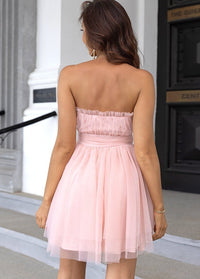 Strapless chiffon pink dress Dress Tailor