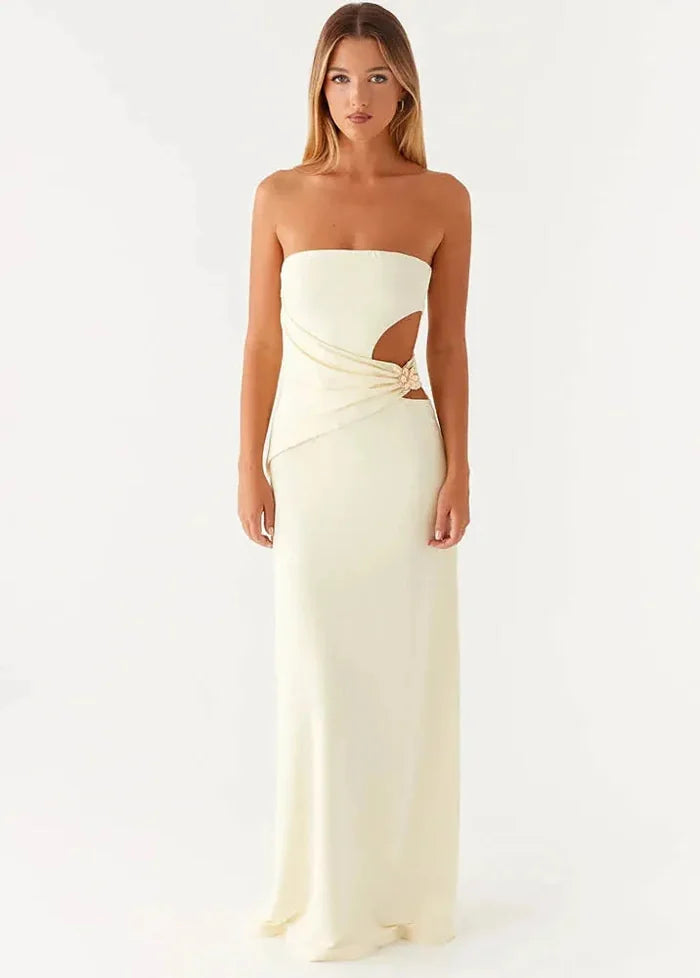 Strapless cream dress S Dress Tailor