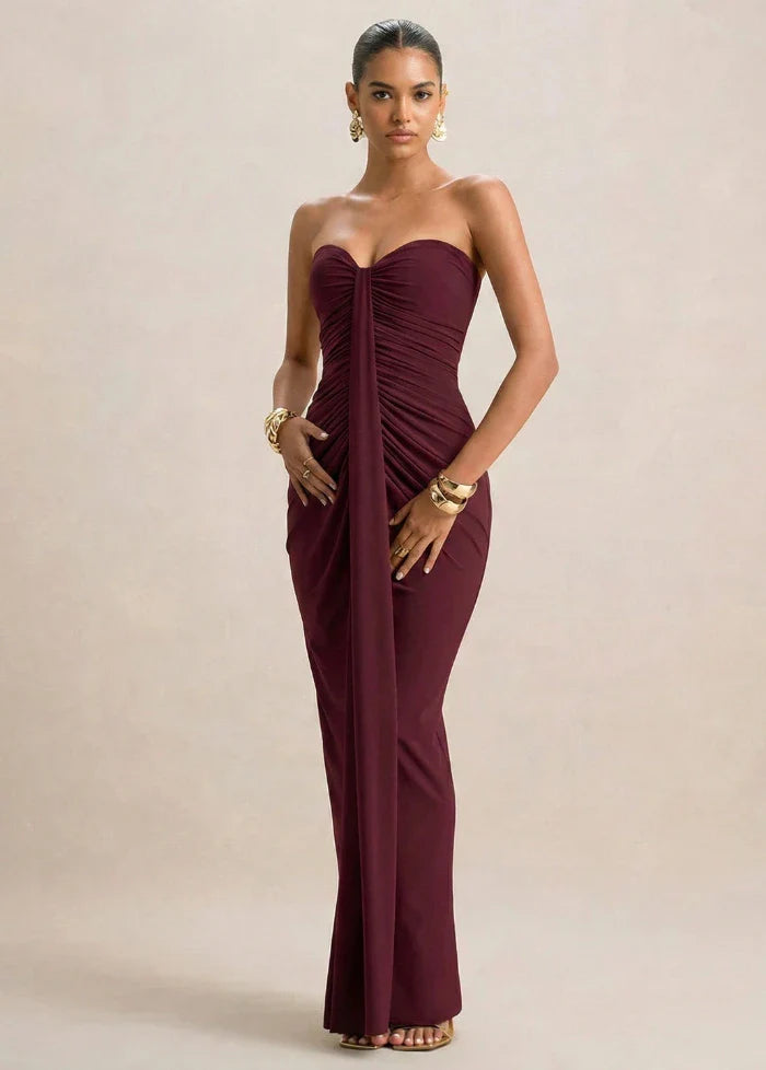 Strapless dress in burgundy Dress Tailor