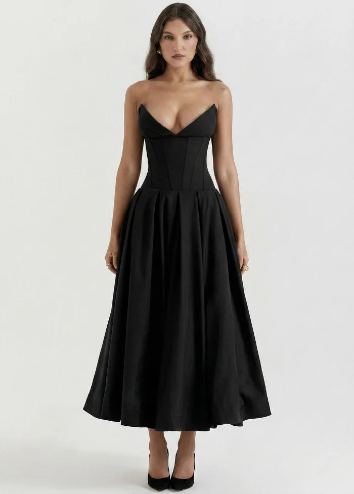Strapless maxi dress black / 2 Dress Tailor