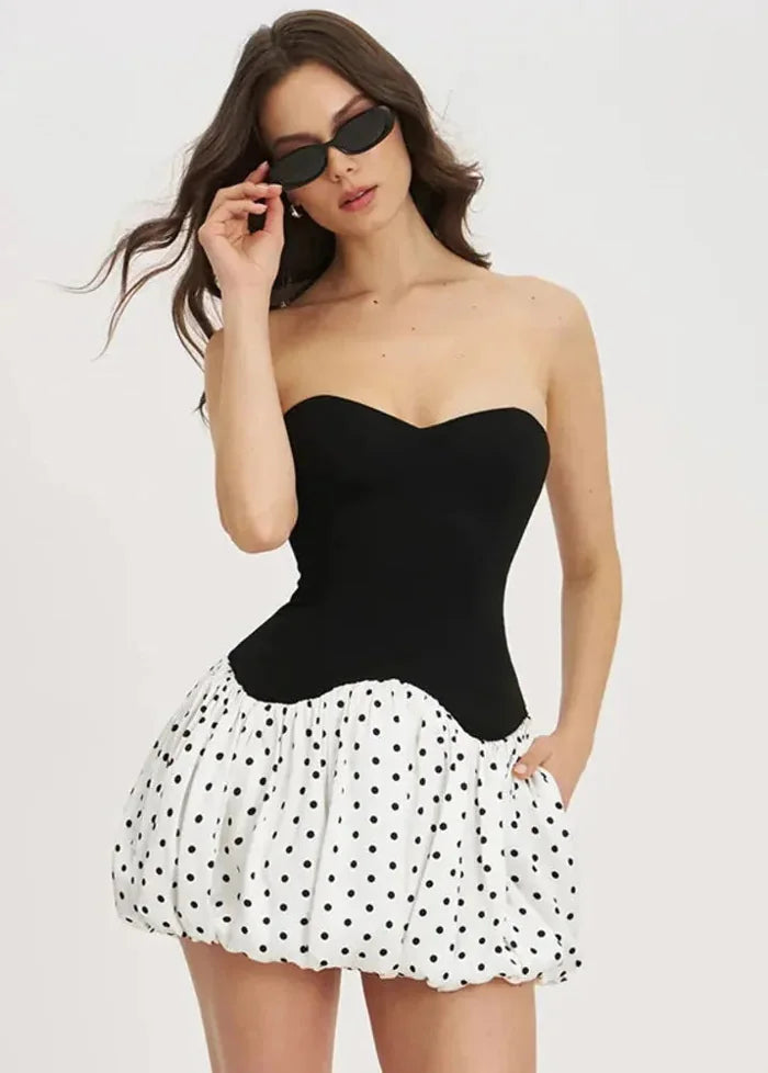 Strapless polka dot bubble dress Dress Tailor