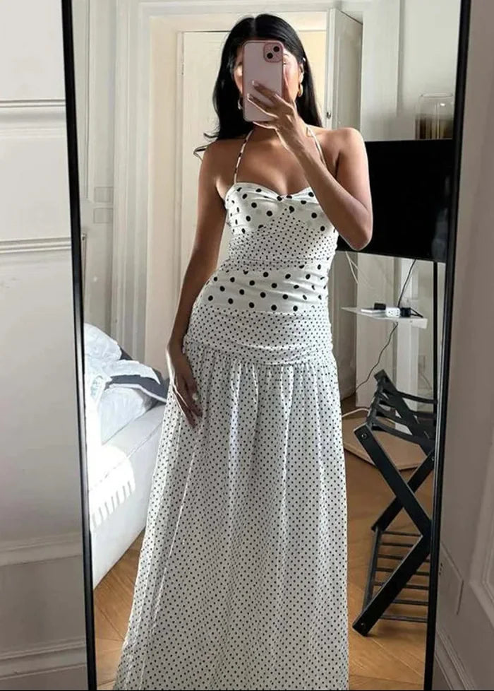 White and black polka dot dress Dress Tailor