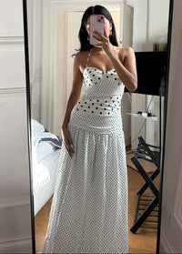White and black polka dot dress Dress Tailor