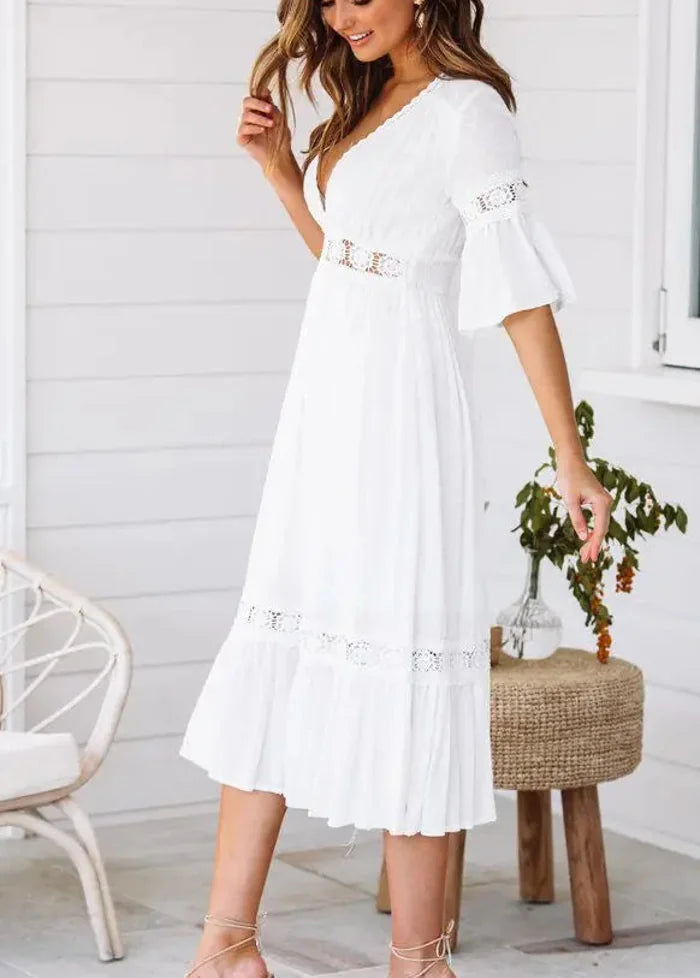 White bohemian dress Dress Tailor