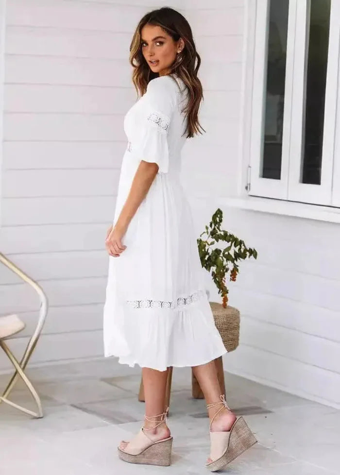 White bohemian dress Dress Tailor