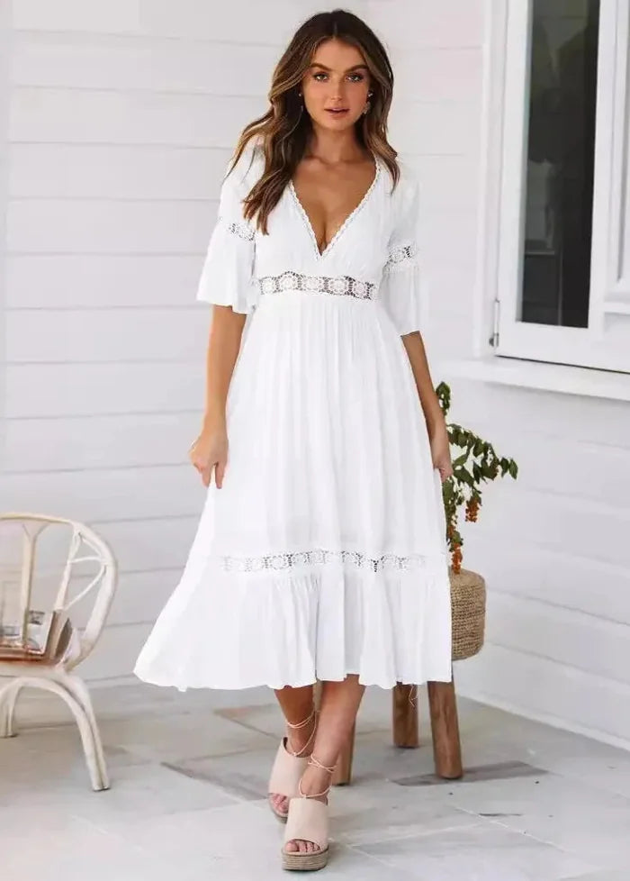 White bohemian dress Dress Tailor