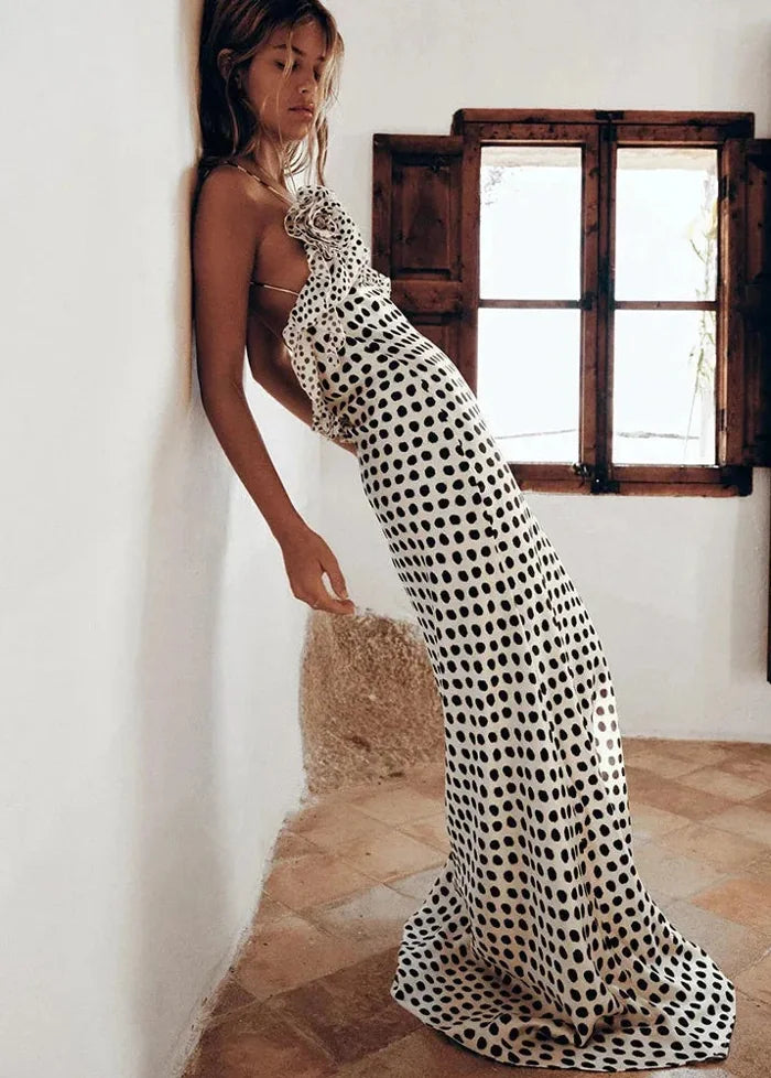 White dress with black dots Dress Tailor