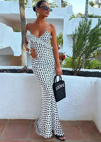White dress with black dots Dress Tailor