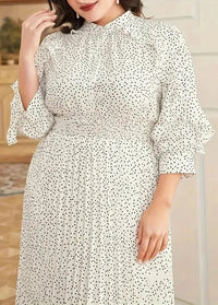 White dress with black polka dots for curvy women Dress Tailor