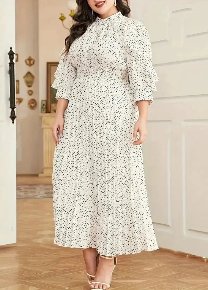 White dress with black polka dots for curvy women Dress Tailor