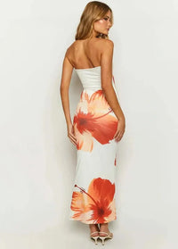 White dress with large flowers Dress Tailor